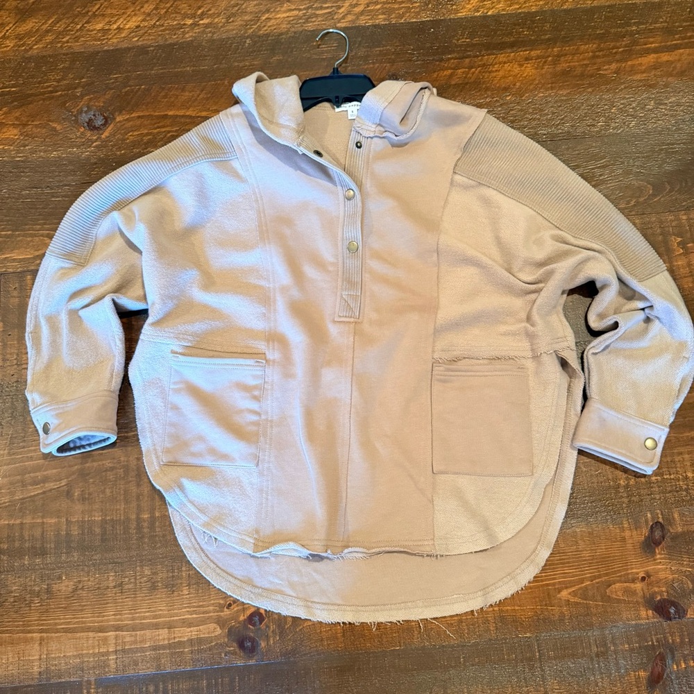 Blu Pepper Tan Button-Up Hoodie/Poncho